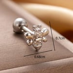 Silver color / 1 Piece Simple Series Bees Copper Silver Color Zircon Women's Stud Earrings Picture2